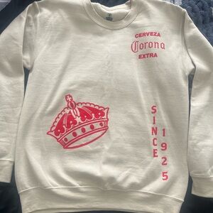 Corona Extra Cream Sweatshirt with Red and Pink Graphics SZ S..Never Been Worn.